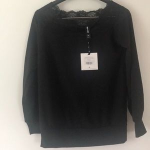 Black off the shoulder lace top